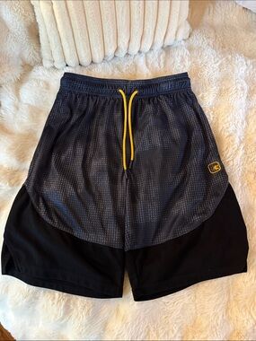 AndOne Men's Athletic Black Shorts with Yellow Drawcord